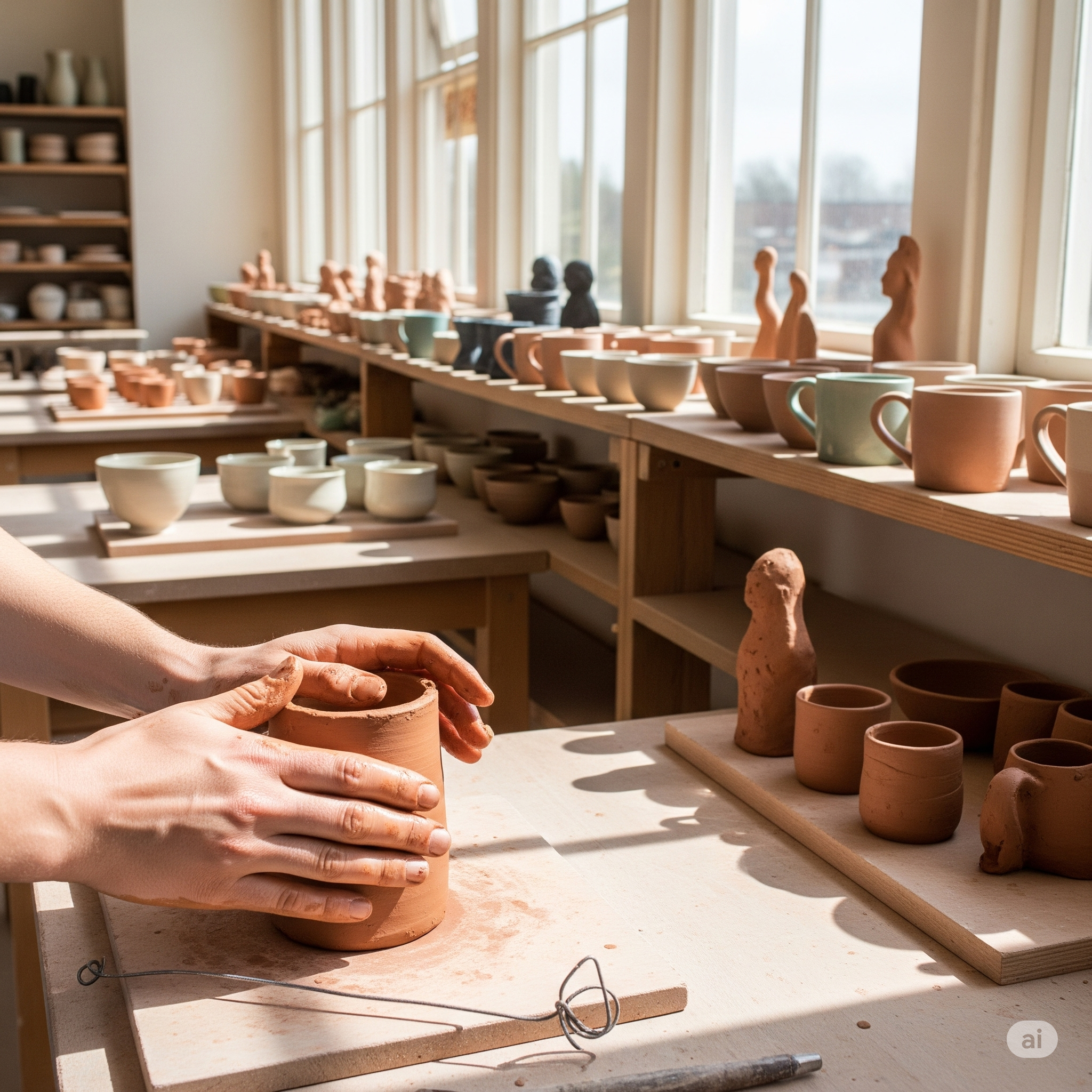 Watch the magic happen as skilled hands shape clay into beautiful creations. Our hands-on pottery classes teach traditional techniques in a supportive, creative environment where every student can discover their artistic potential.